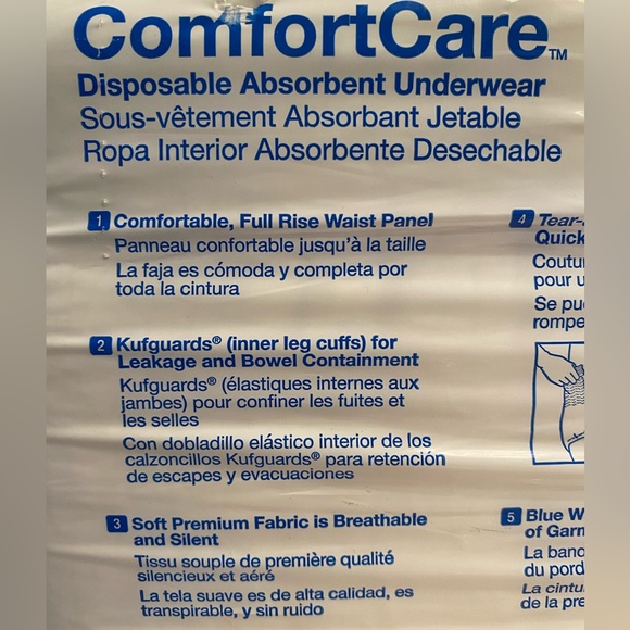 NEW IN PACKAGE—Comfort Care Disposable Underwear 25 Count Size L - Picture 5 of 6